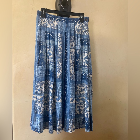 Sz 12 Vintage Alfred Dunner Skirt Made in USA Blue & Ivory Classic Style! EUC - Picture 1 of 6